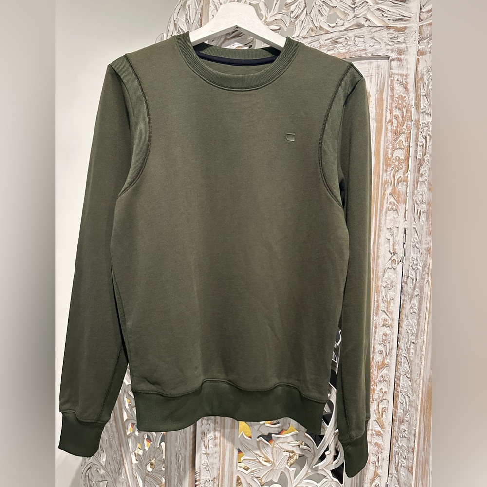 G-Star Dark Olive Crewneck moto Sweater